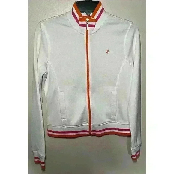 Women’s White & Orange South Pole Track Jacket (Sz M) - Picture 1 of 5
